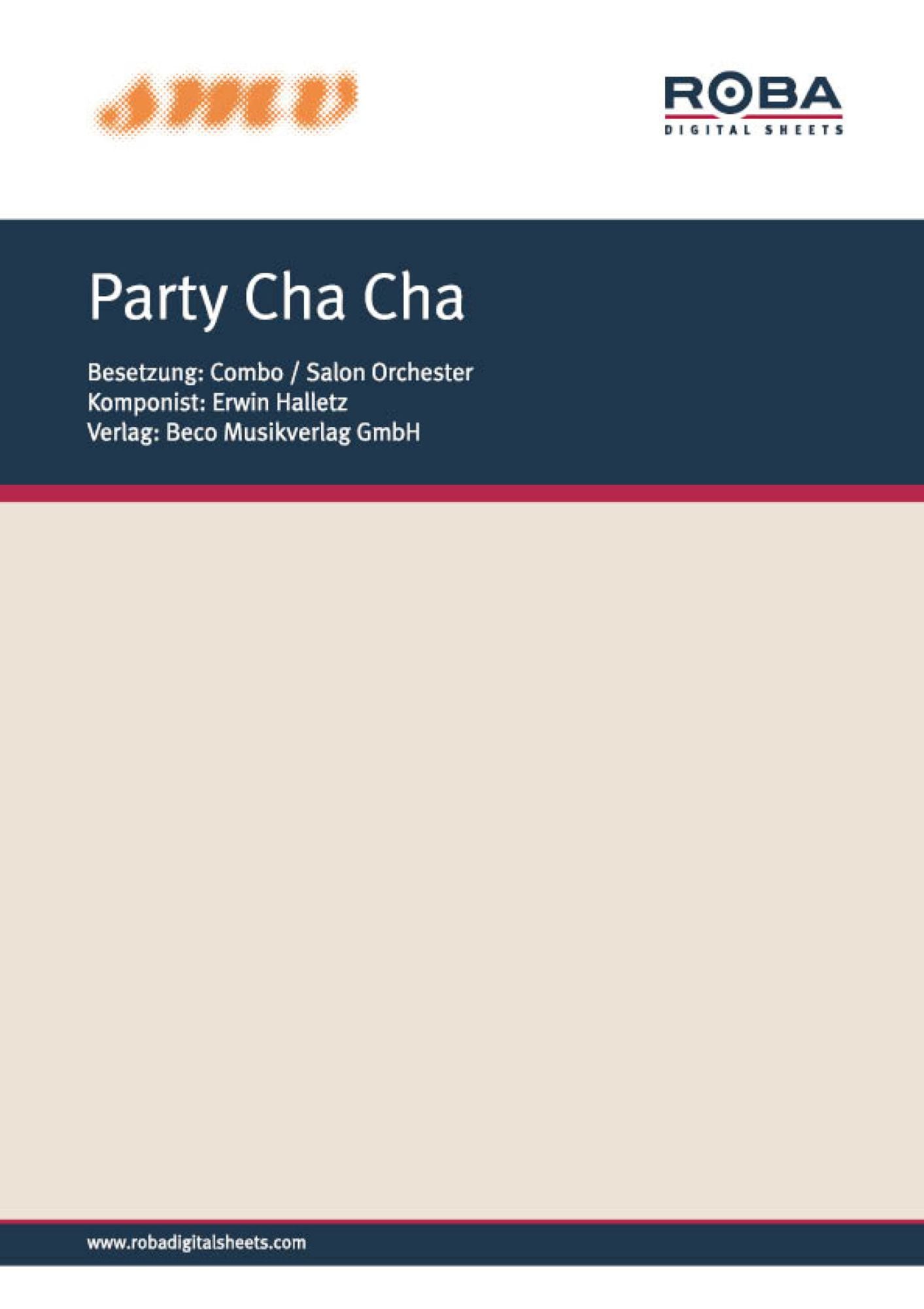 Party Cha Cha: Notenausgabe aus dem Allianz-Constantin-Film: "Wenn es Nacht wird auf der Reeperbahn"
