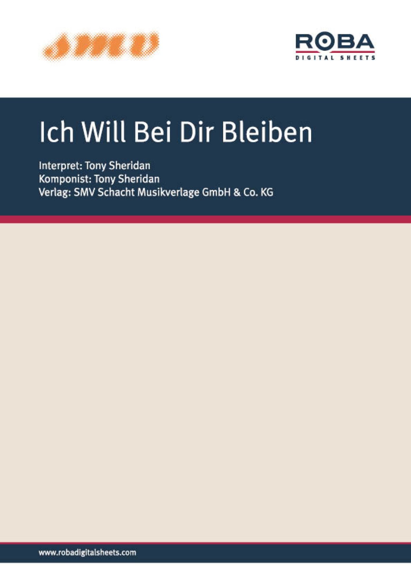 Ich Will Bei Dir Bleiben: Notenausgabe