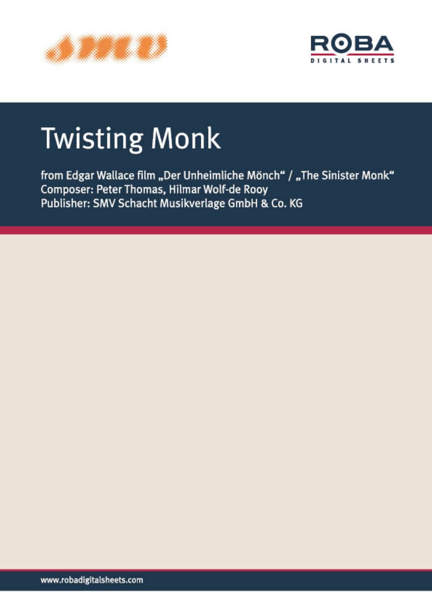 Twisting Monk: Notenausgabe aus dem Edgar-Wallace-Film "Der unheimliche Mönch"