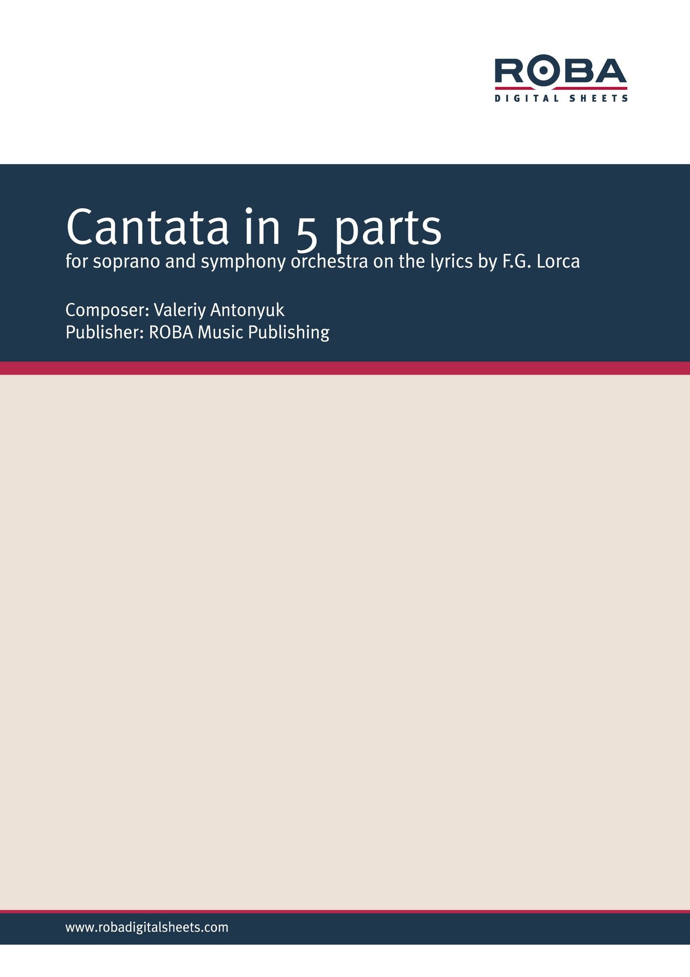 Cantata in 5 parts for soprano and symphony orchestra on the lyrics by F.G. Lorca: Sheet Music