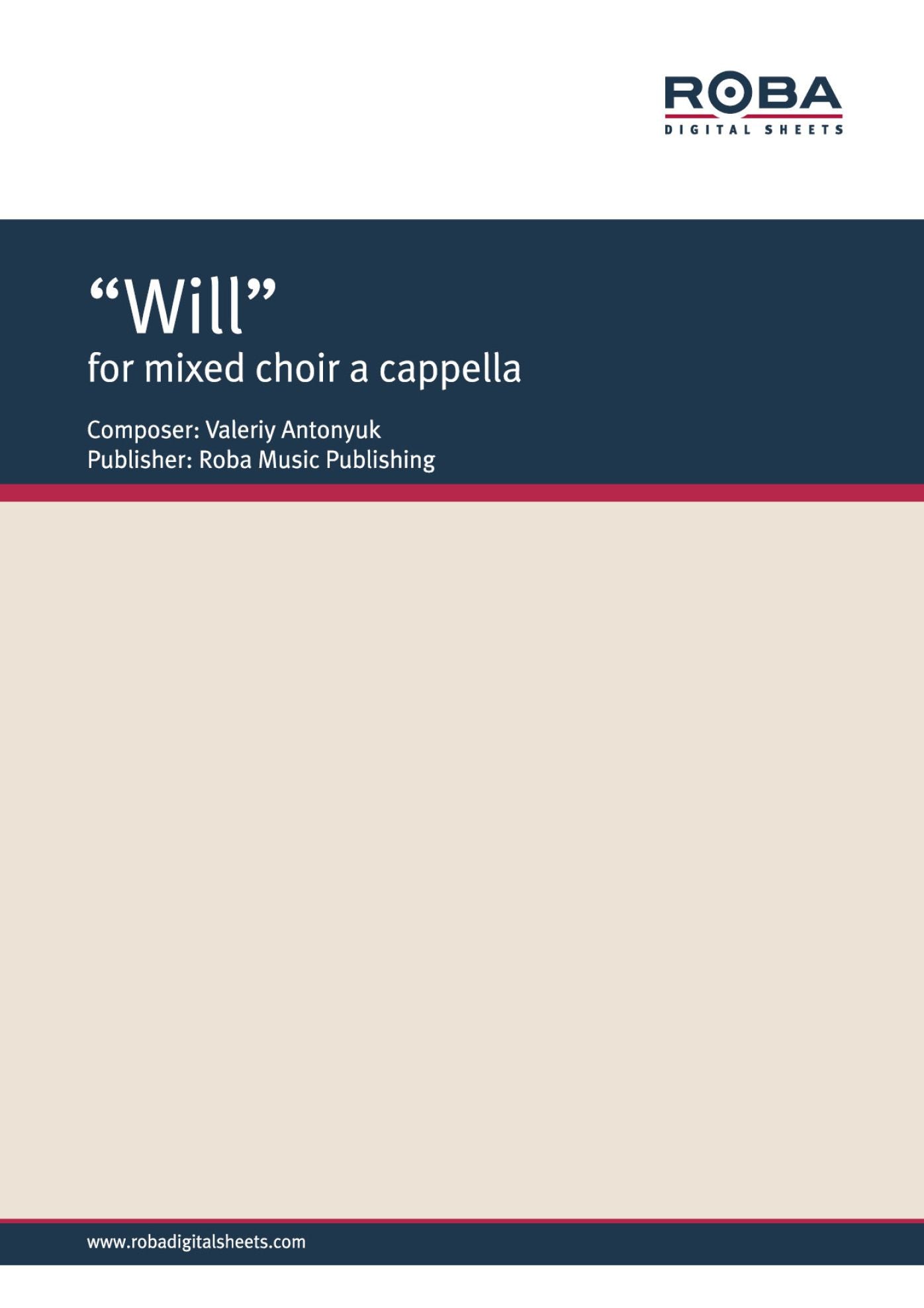 "Will" on the lyrics by Taras Shevchenko for mixed choir a cappella: Sheet Music