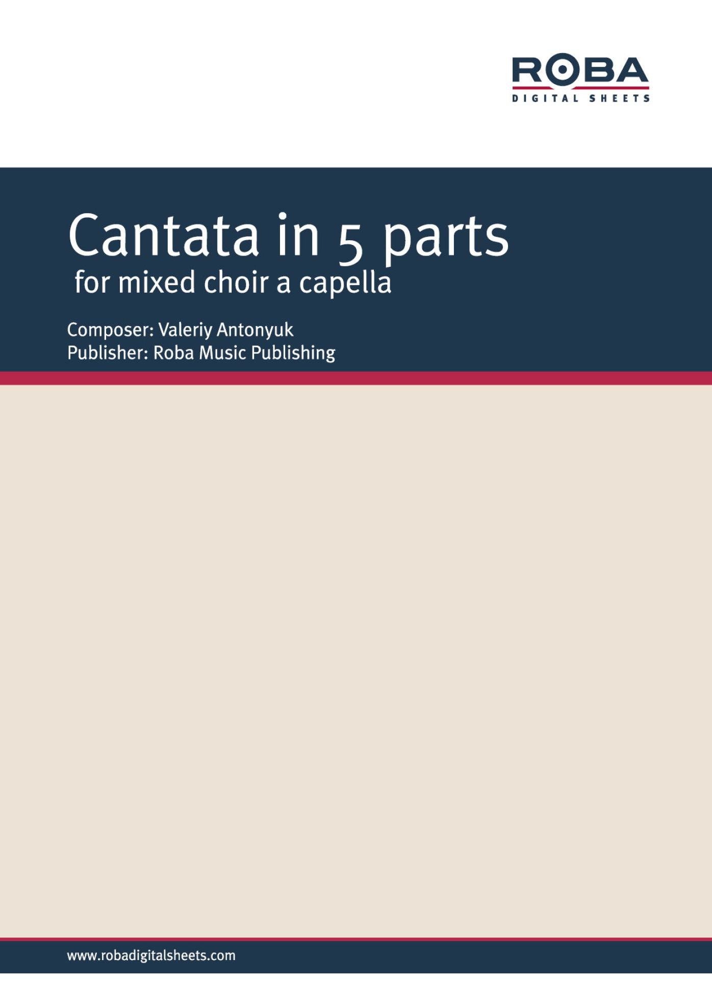 Cantata in 5 parts on the lyrics by Taras Shevchenko for mixed choir a capella: Sheet Music