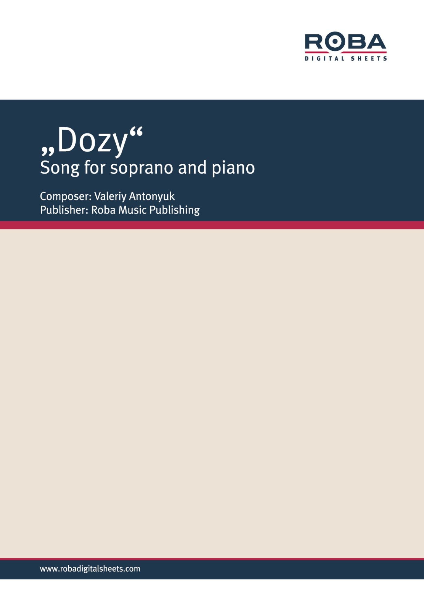"Dozy" Song for soprano and piano on the lyrics by I. Annenskii: Sheet Music