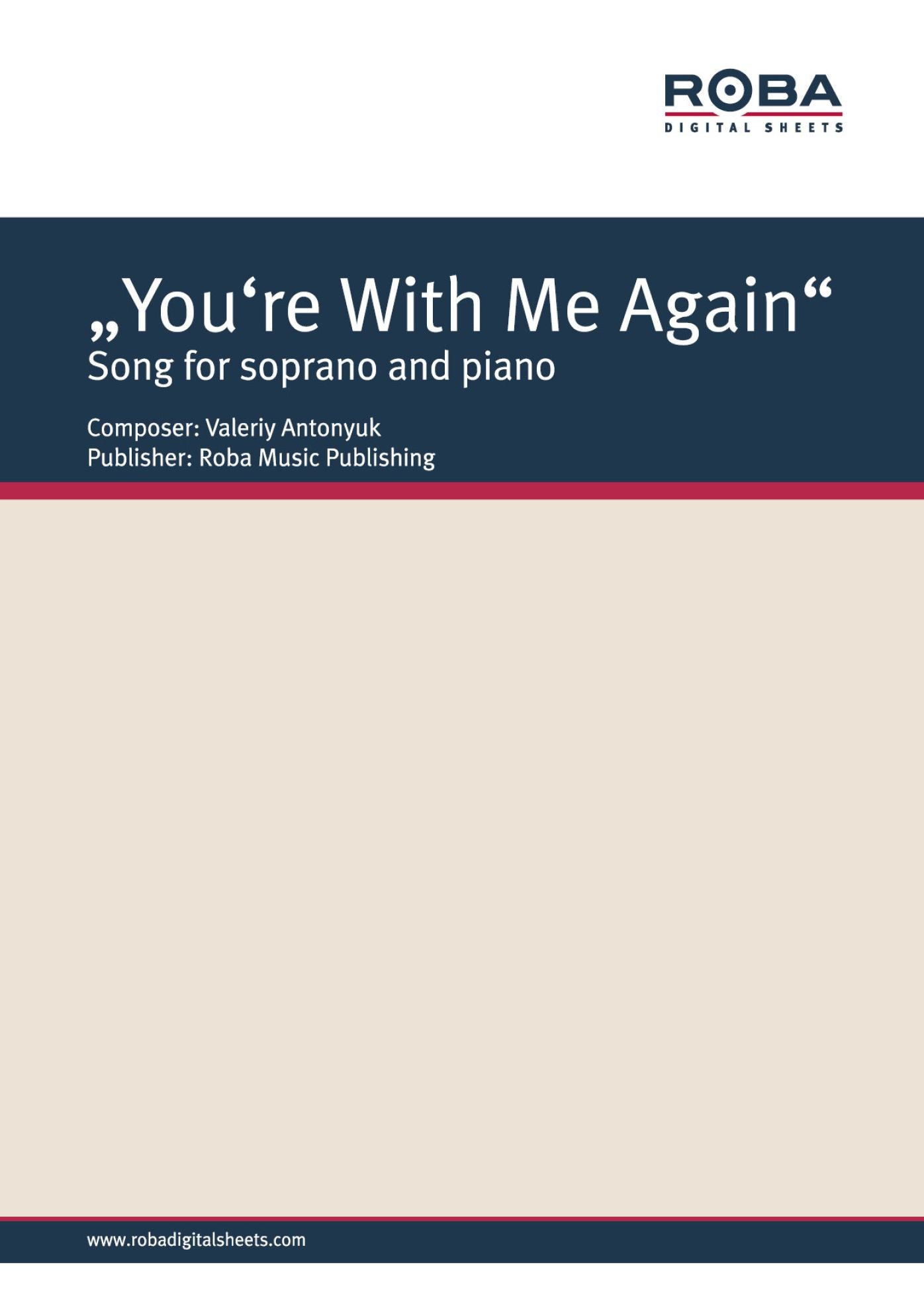 "You're With Me Again" song for soprano and piano on the lyrics by I. Annenskii: Sheet Music