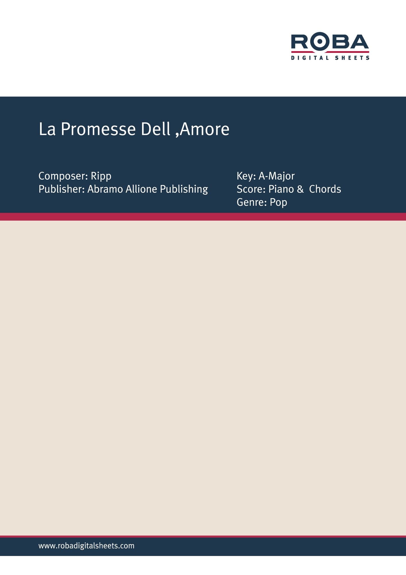 La Promesse Dell 'Amore: Single Songbook