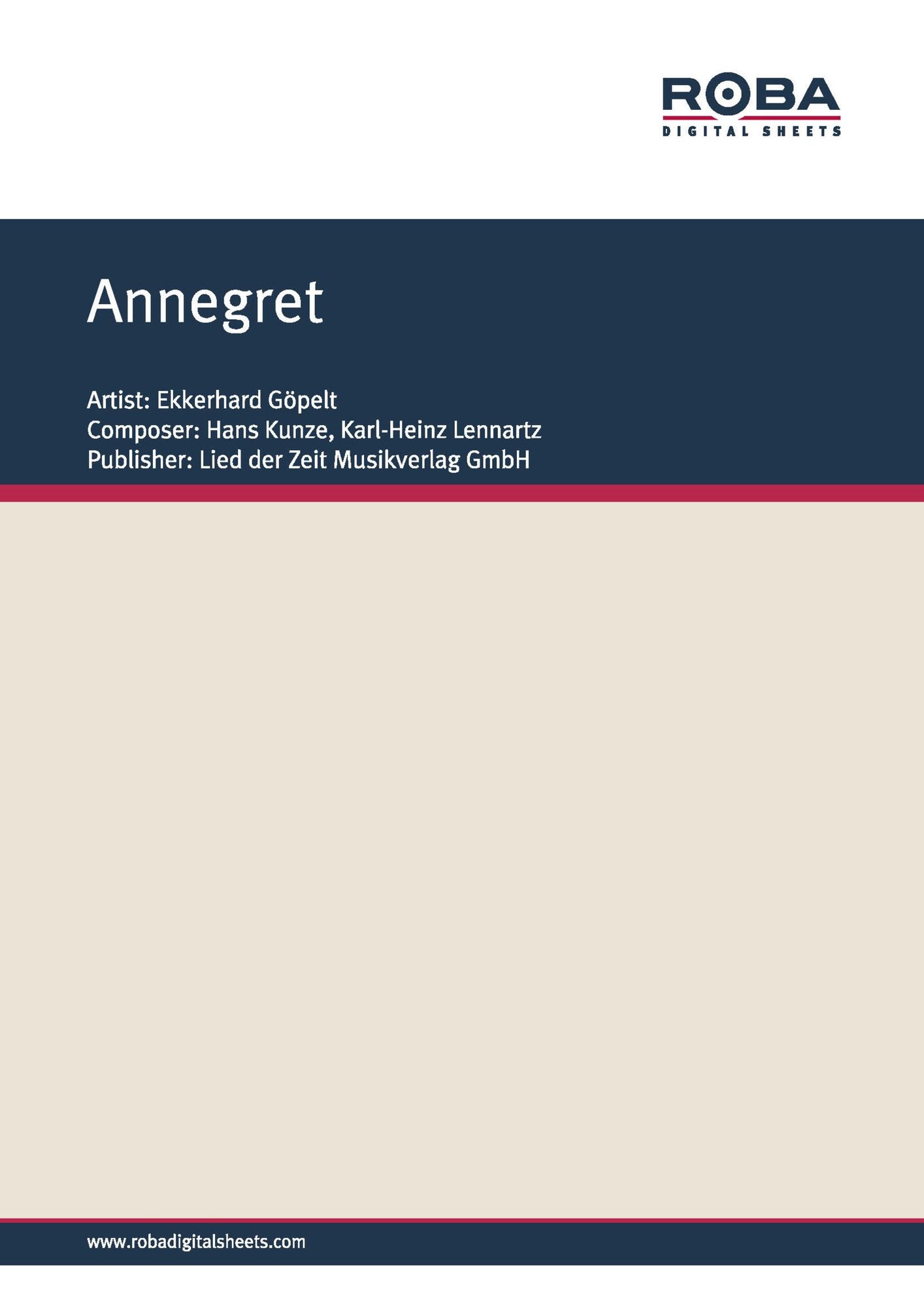 Annegret: Single Songbook, as performed by Ekkerhard Göpelt