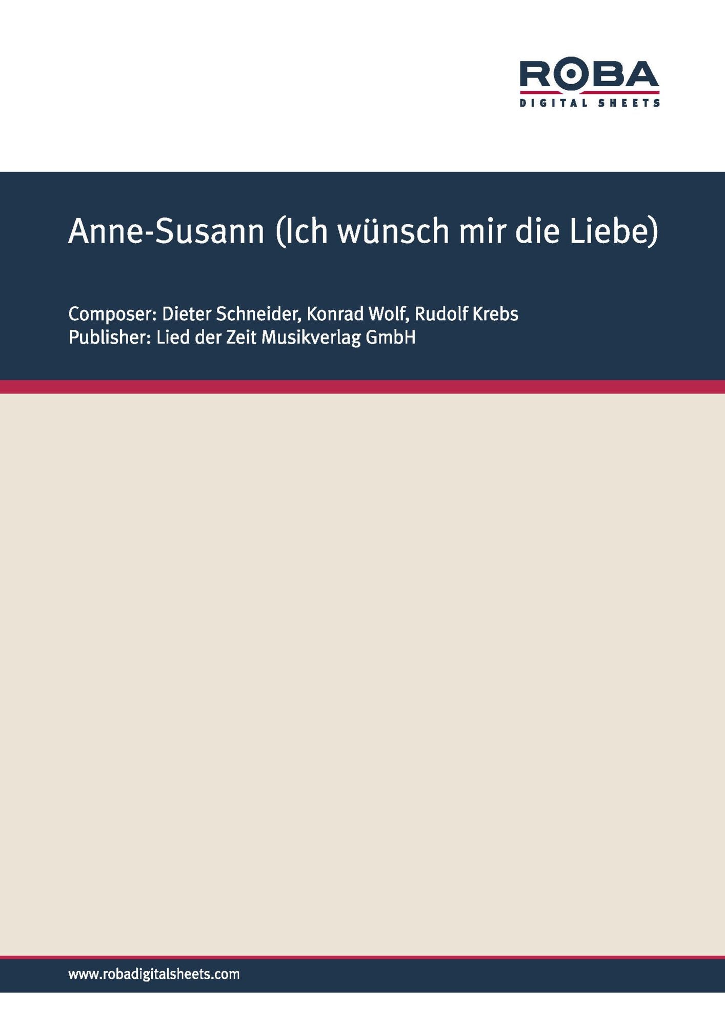 Anne-Susann (Ich wünsch mir die Liebe): Notenausgabe, Medium-Foxtrot