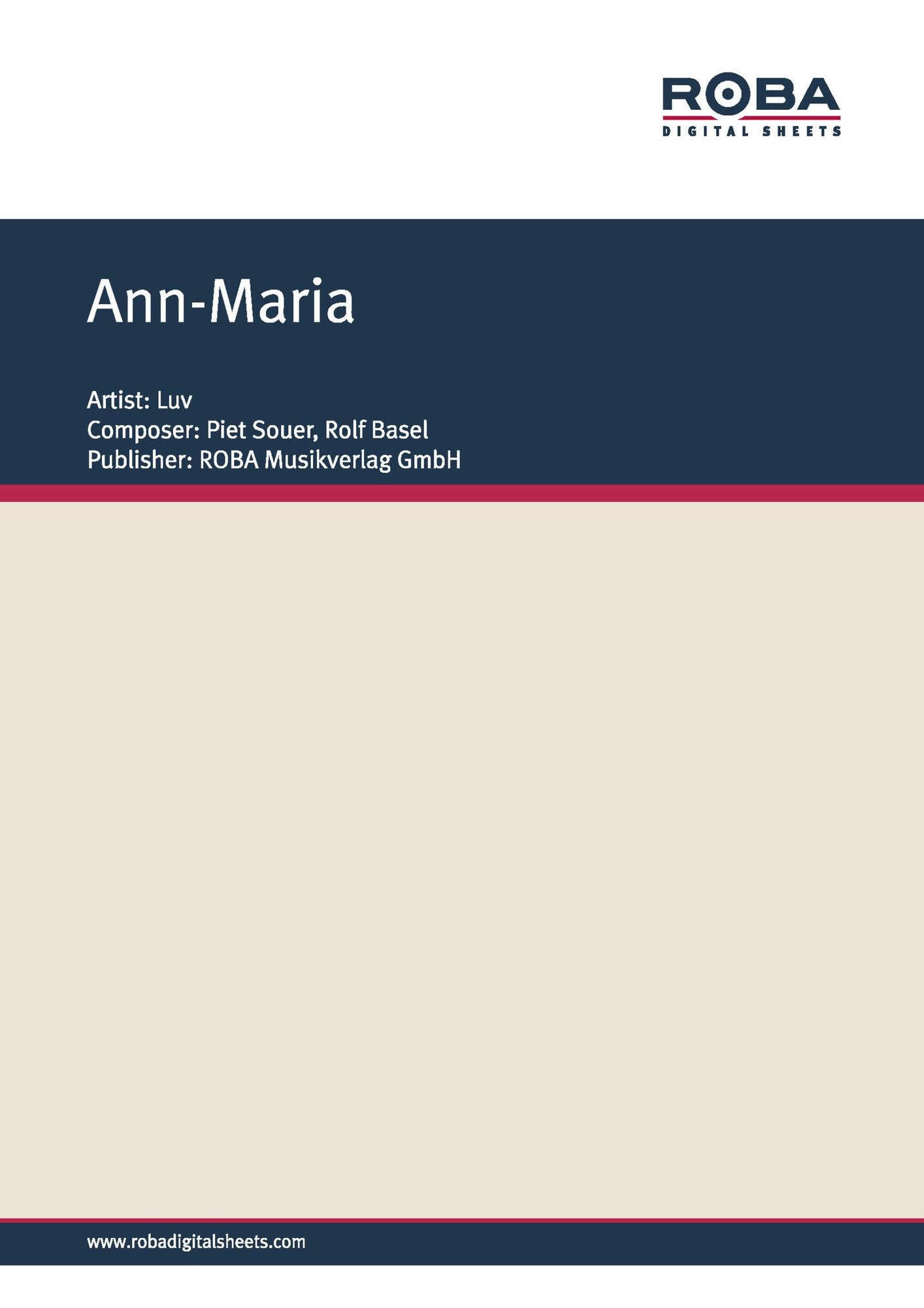 Ann-Maria: Single Songbook, as performed by Luv
