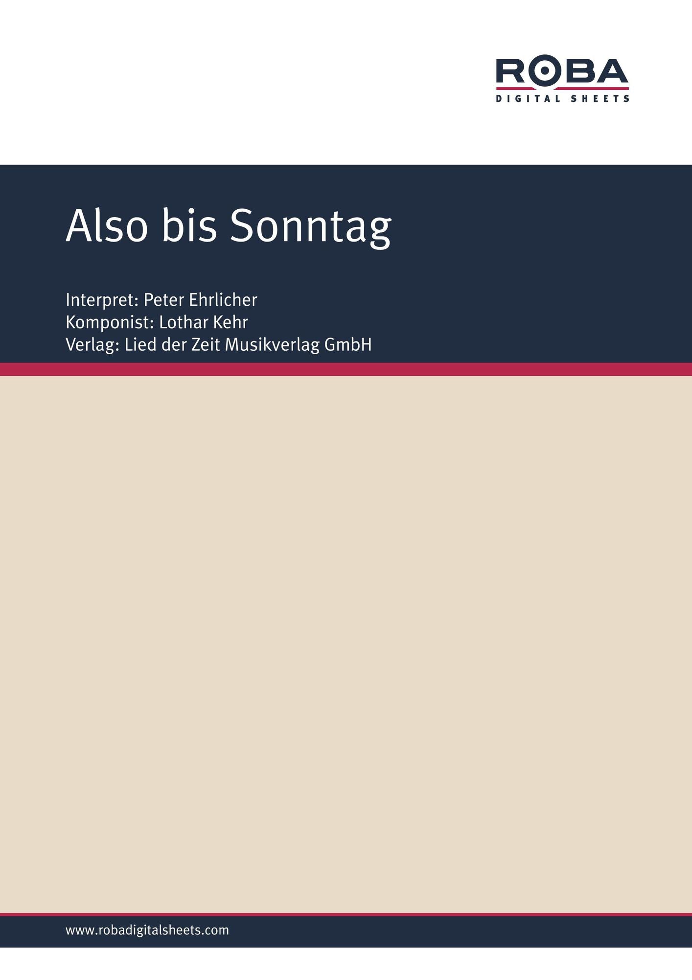 Also bis Sonntag: Notenausgabe, as performed by Peter Ehrlicher