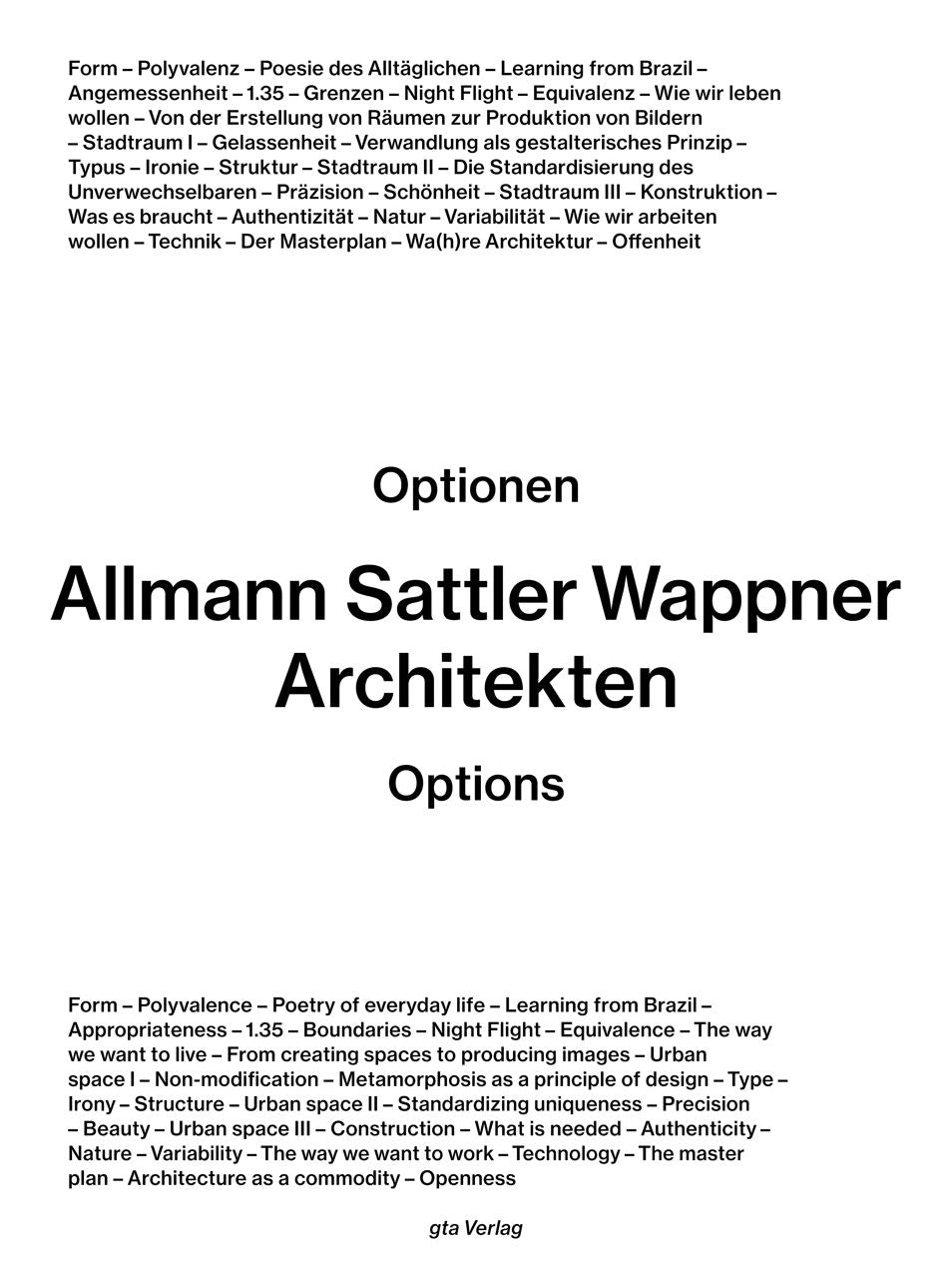 Allmann Sattler Wappner Architekten: Options