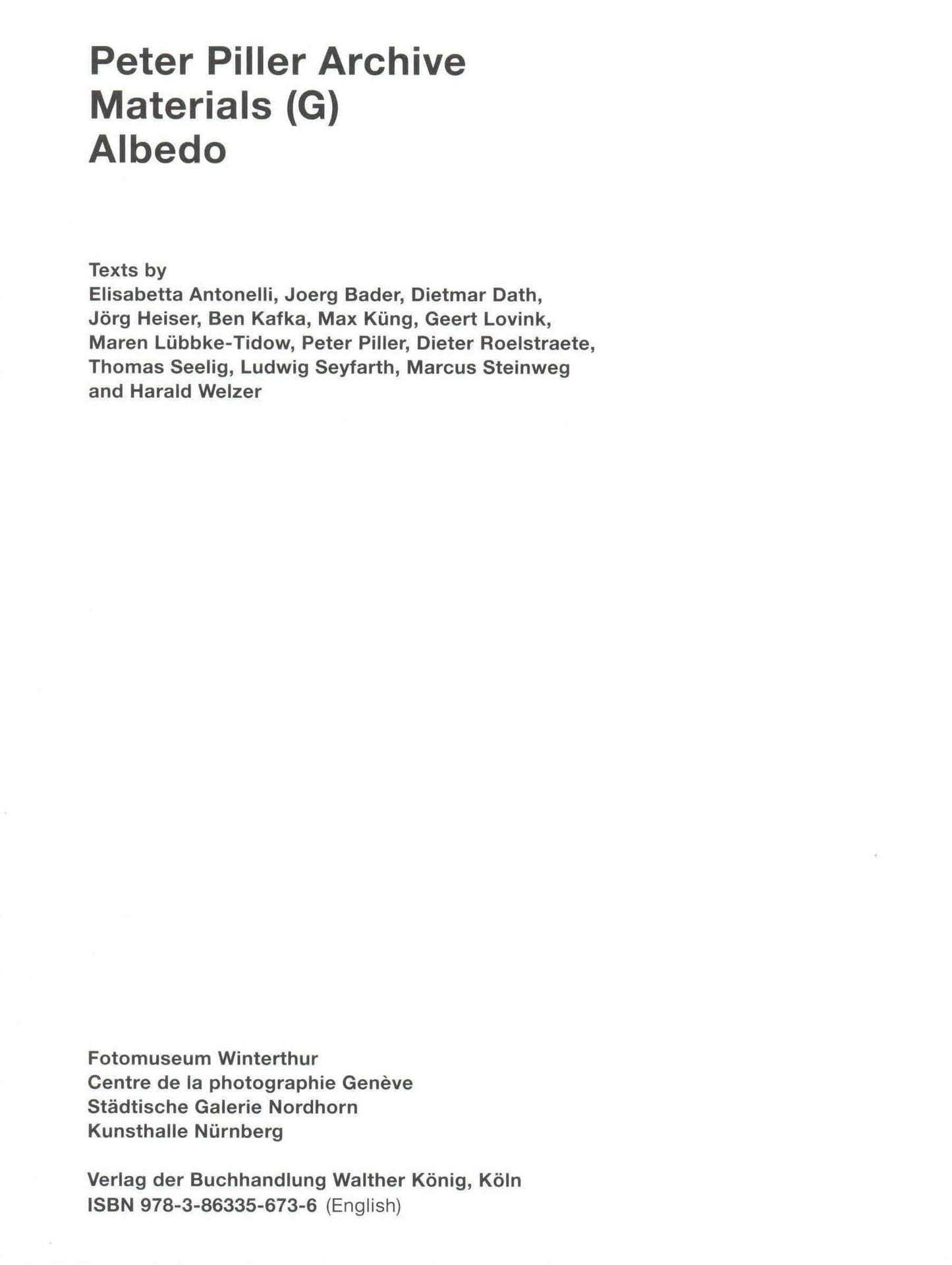 Peter Piller: Archive: Materials (G)