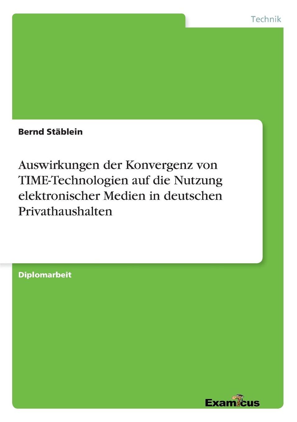 Auswirkungen der Konvergenz von TIME-Technologien auf die Nutzung elektronischer Medien in deutschen Privathaushalten