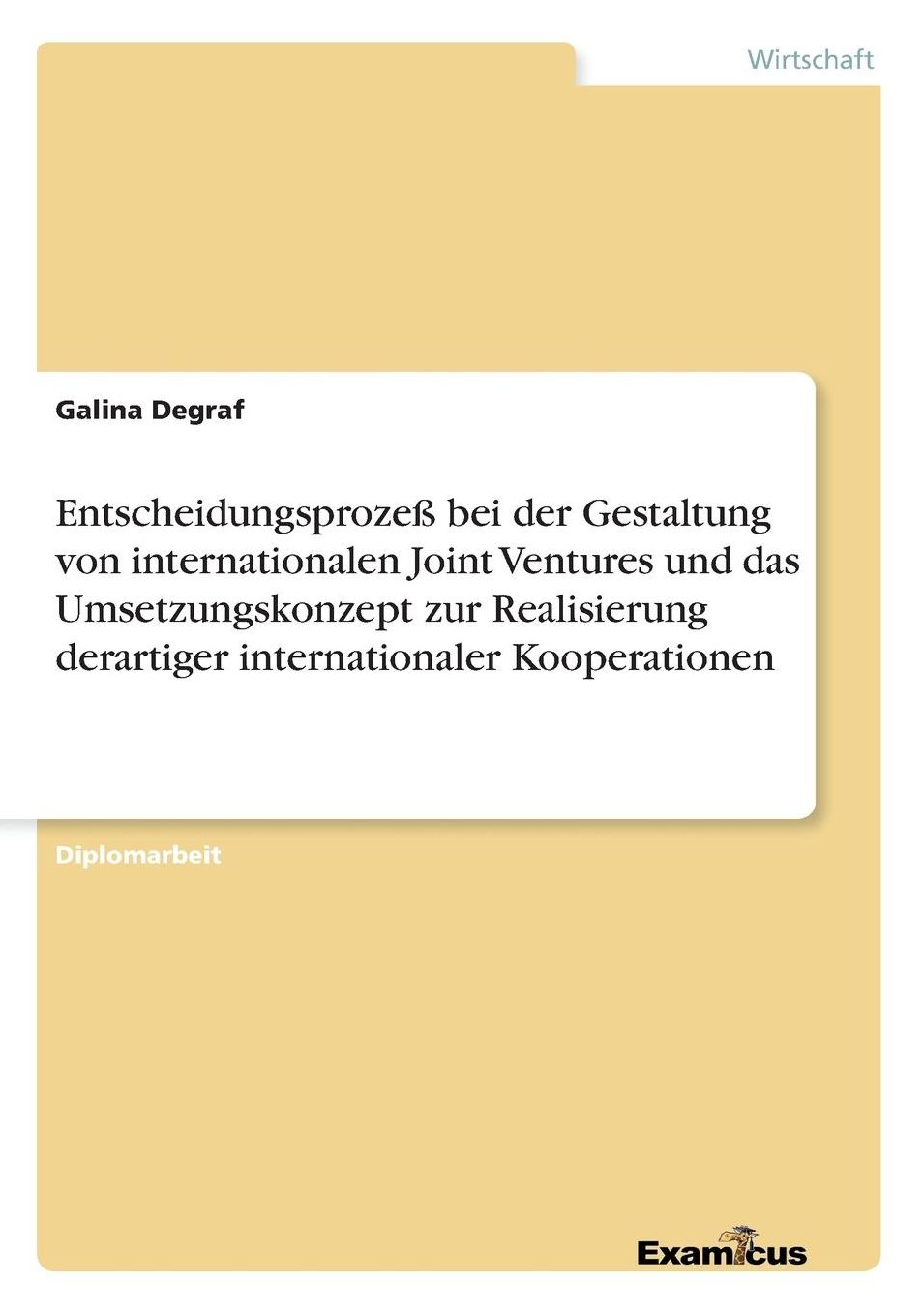 Entscheidungsprozeß bei der Gestaltung von internationalen Joint Ventures und das Umsetzungskonzept zur Realisierung derartiger internationaler Kooperationen