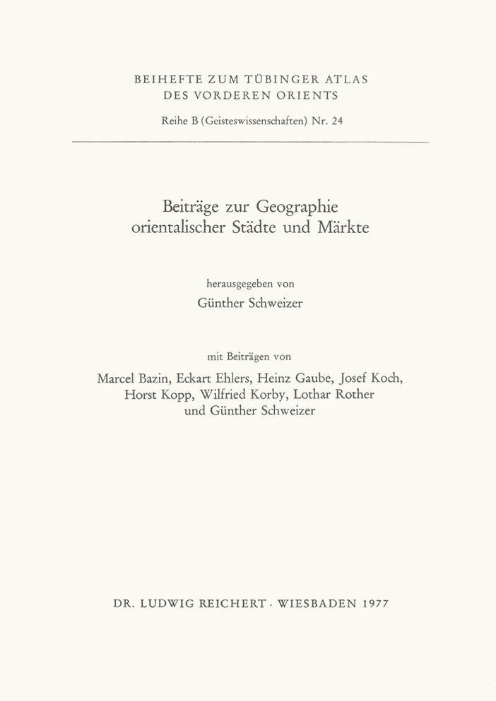 Beitrage zur Geographie orientalischer Stadte und Markte