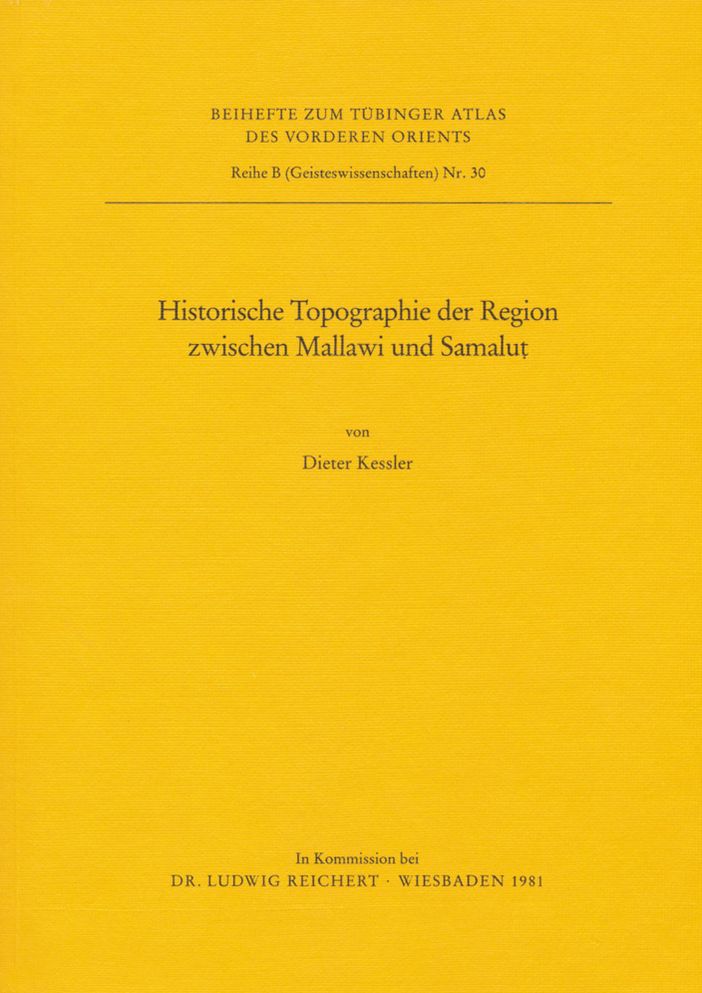 TAVO B 30: Historische Topographie der Region zwischen Mallawi und Samalut