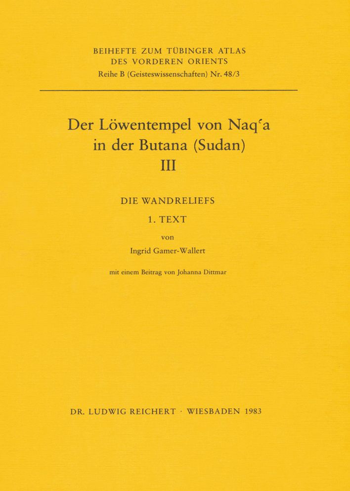 Tavo B 48/3: III Die Wandreliefs 1. Text; 2. Tafeln