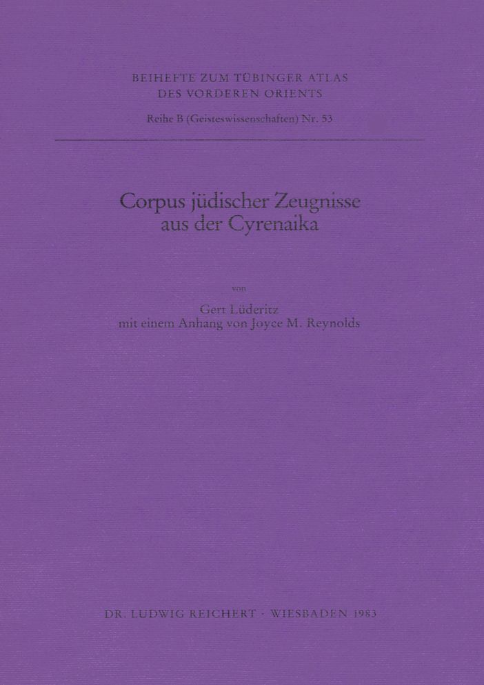 Corpus judischer Zeugnisse aus der Cyrenika