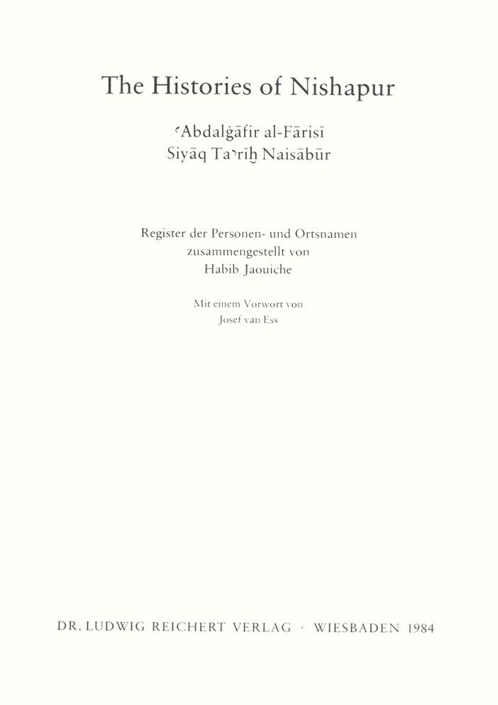 The Histories of Nishapur: Register der Personen- und Ortsnamen