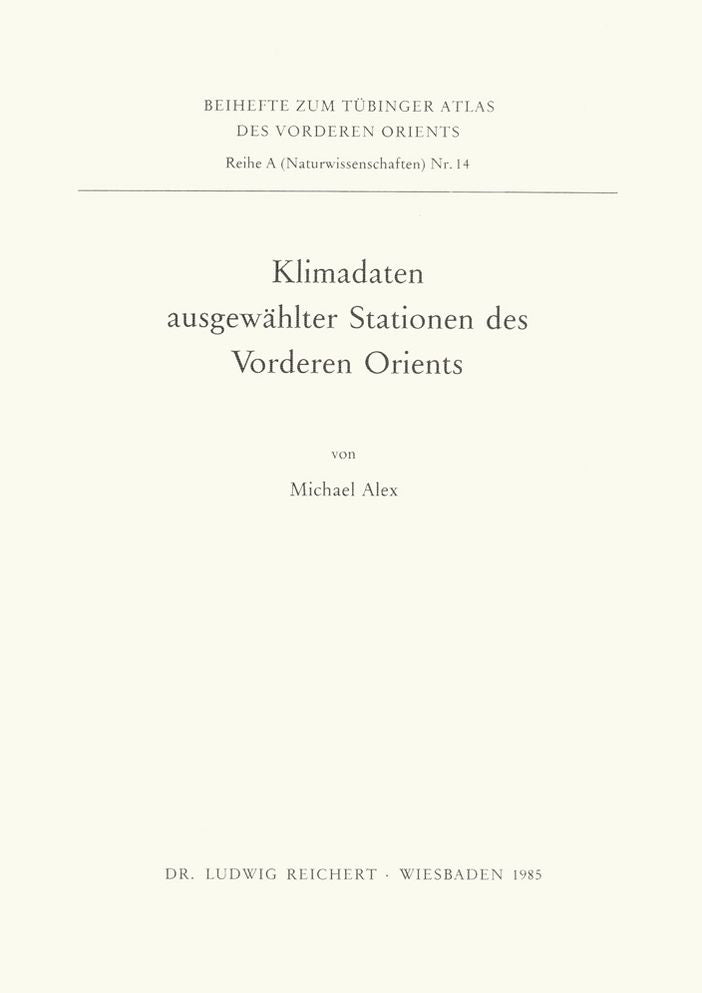 Klimadaten ausgewahlter Stationen des Vorderen Orients