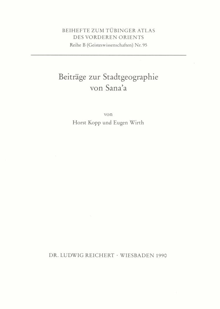 Beitrage zur Stadtgeographie von Sana'a