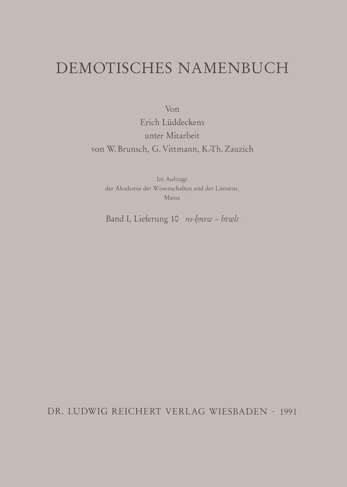 Demotisches Namenbuch: Lieferung 10