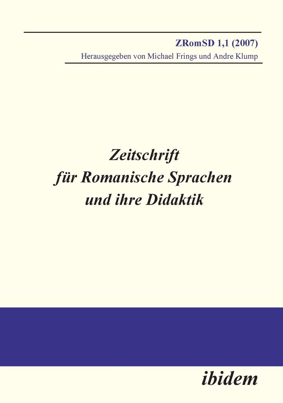 Zeitschrift Für Romanische Sprachen und Ihre Didaktik