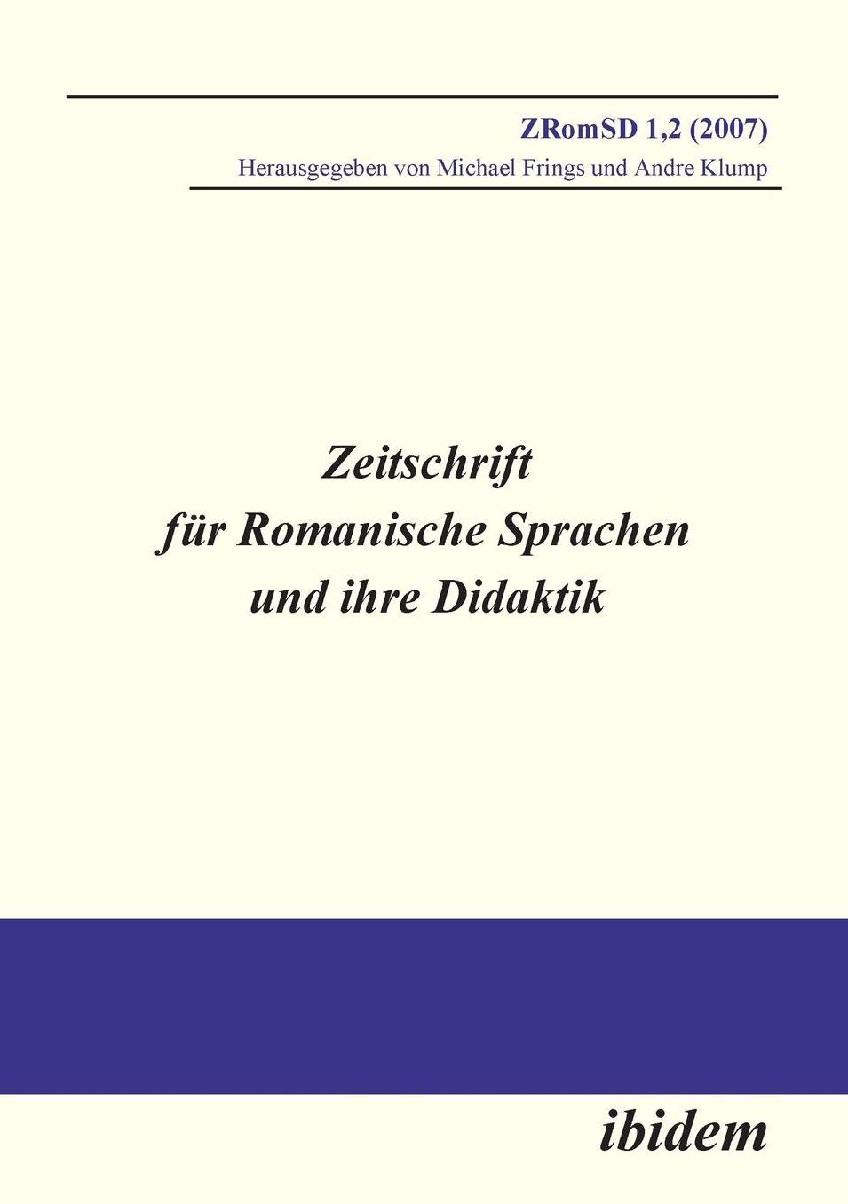 Zeitschrift Für Romanische Sprachen und Ihre Didaktik