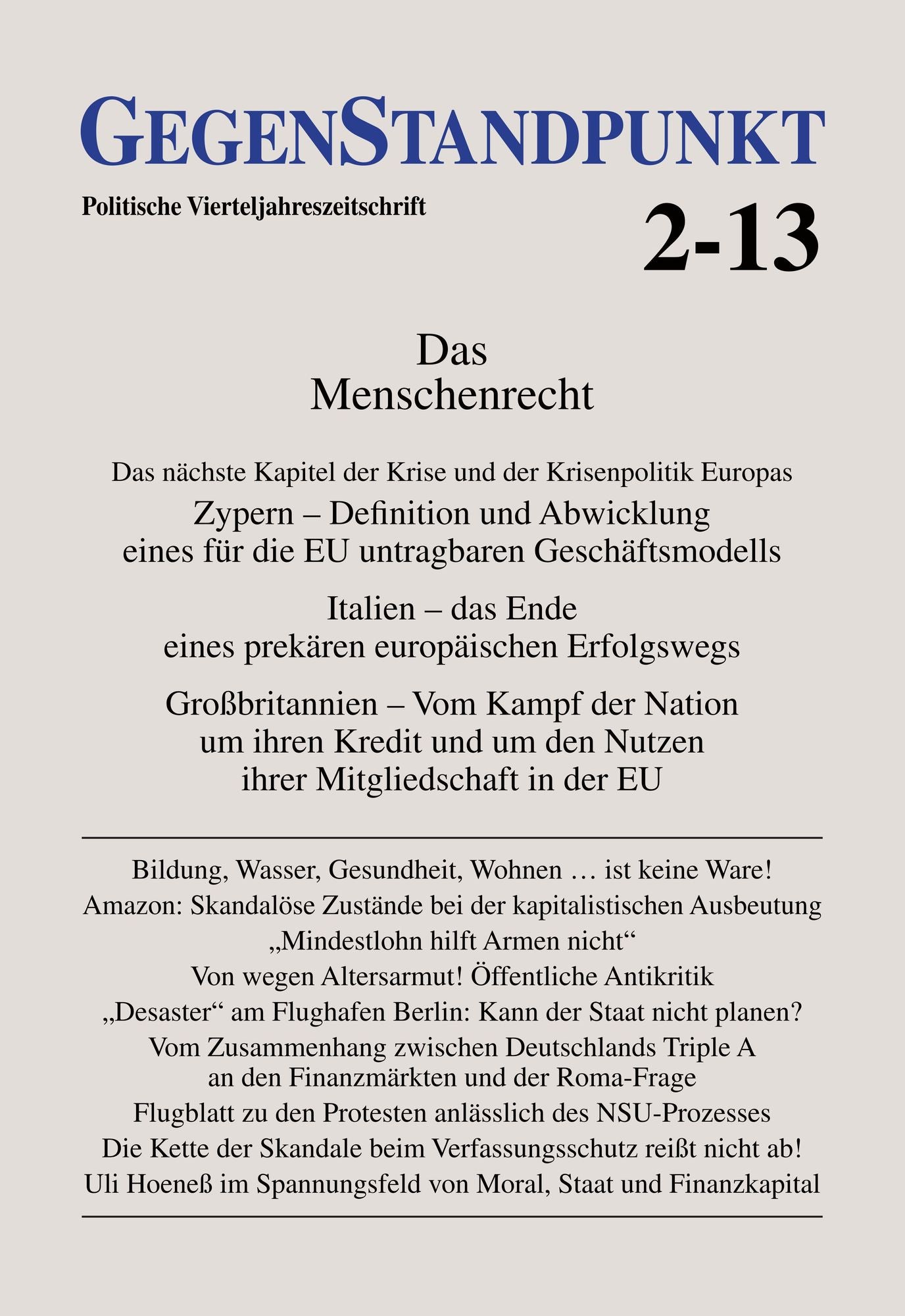 GegenStandpunkt 2-13: Politsche Vierteljahreszeitschrift