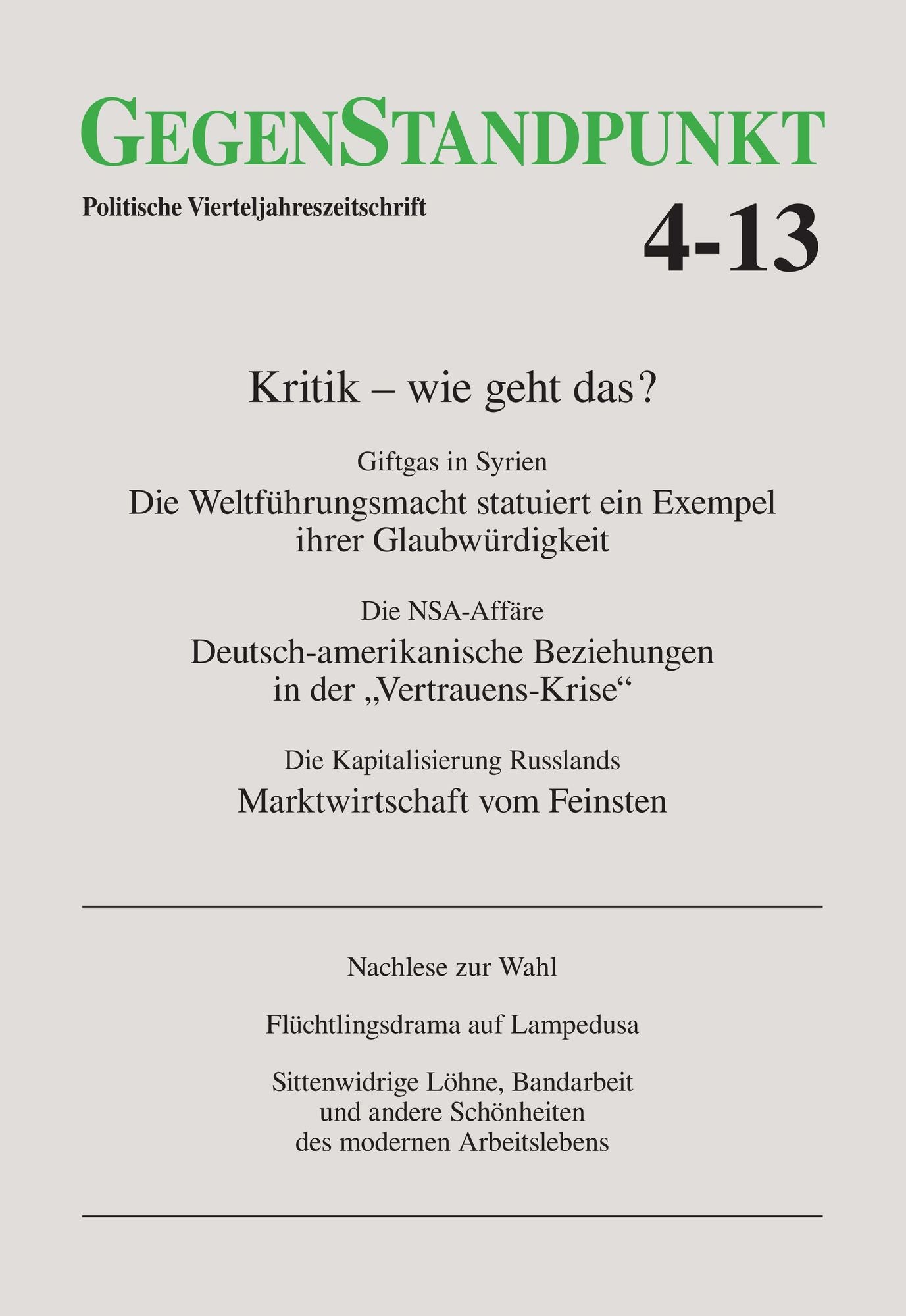 GegenStandpunkt 4-13: Politische Vierteljahreszeitschrift