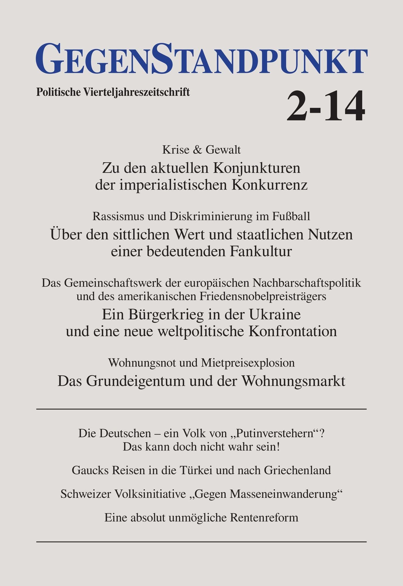 GegenStandpunkt 2-14: Politische Vierteljahreszeitschrift