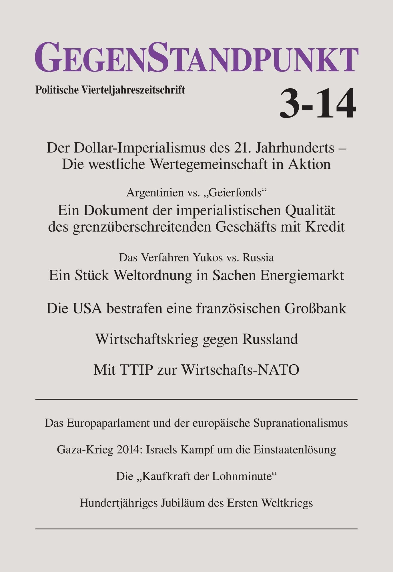 GegenStandpunkt 3-14: Politische Vierteljahreszeitschrift