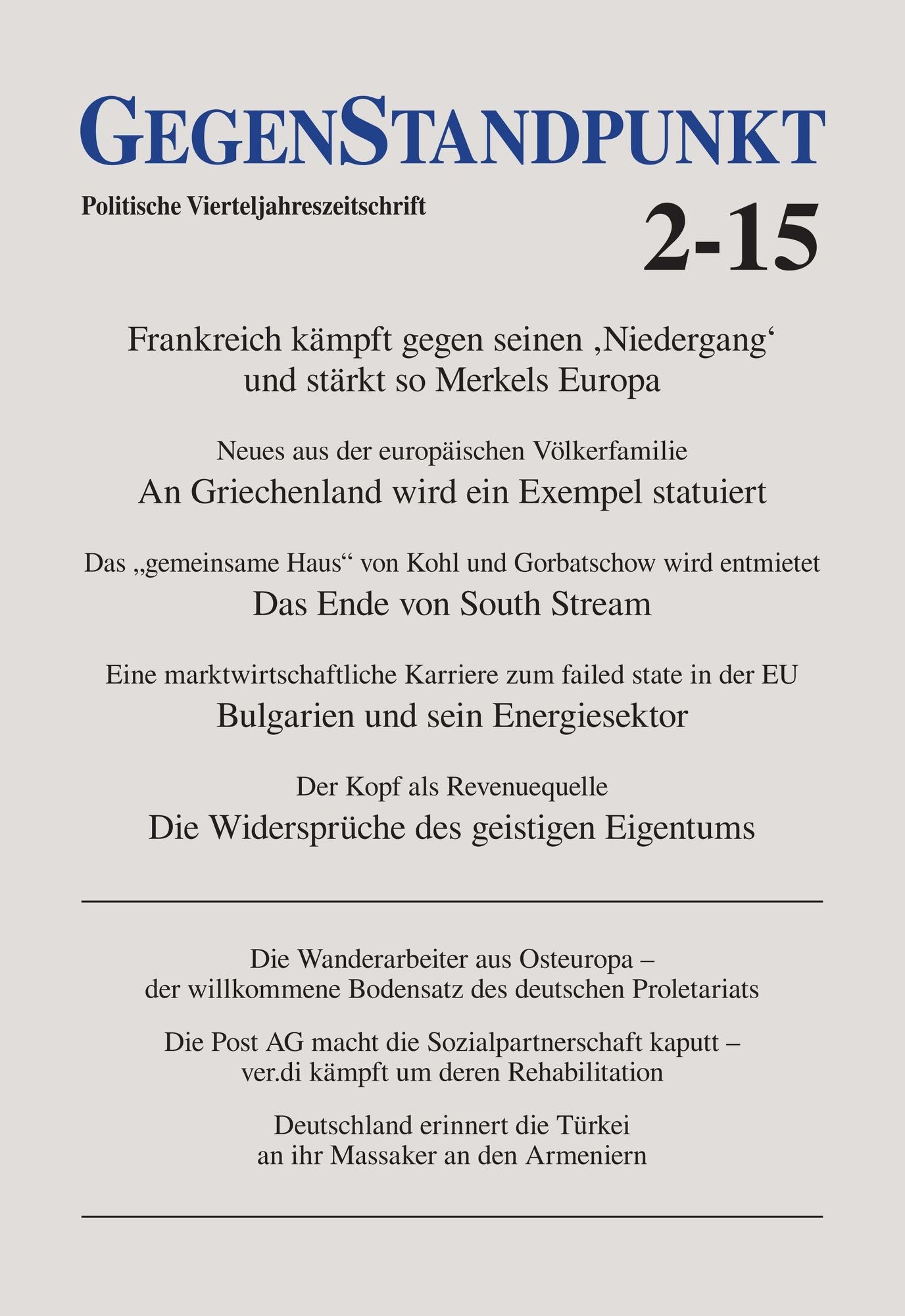 GegenStandpunkt 2-15: Politische Vierteljahreszeitschrift