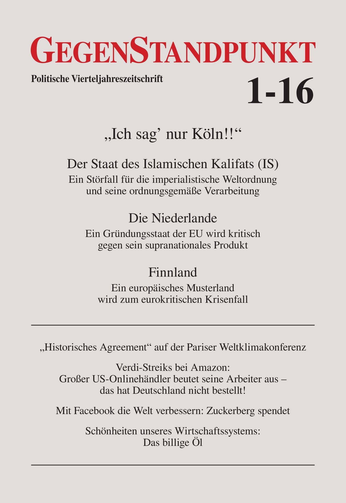 GegenStandpunkt 1-16: Politische Vierteljahreszeitschrift