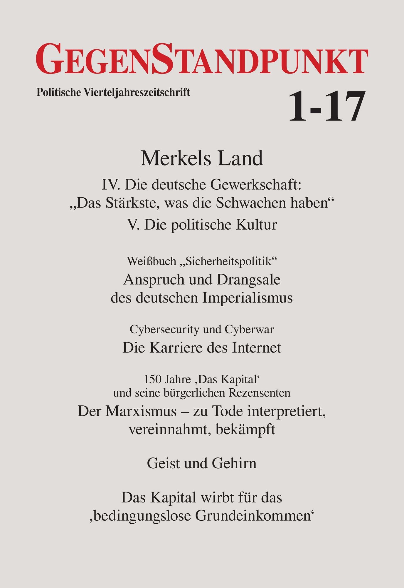 GegenStandpunkt 1-17: Politische Vierteljahreszeitschrift