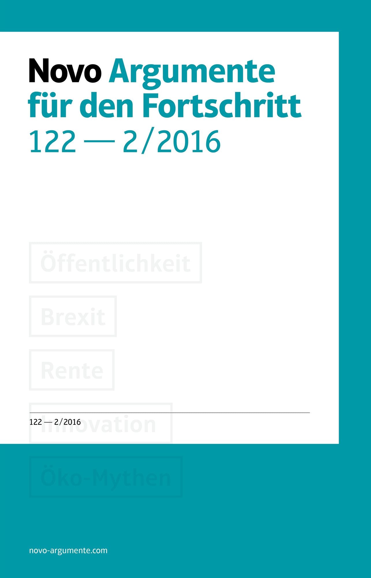 Novo - Argumente für den Fortschritt: #122 (2/2016)