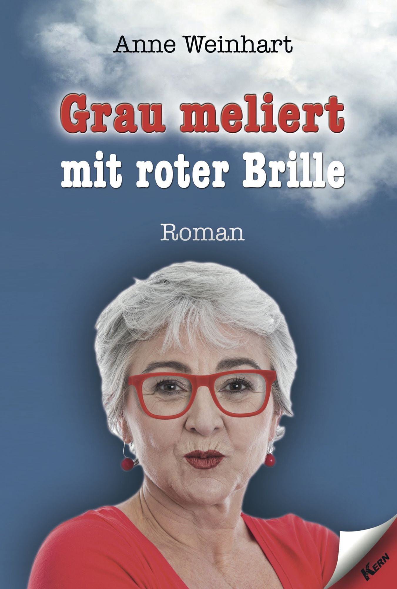 Grau meliert mit roter Brille