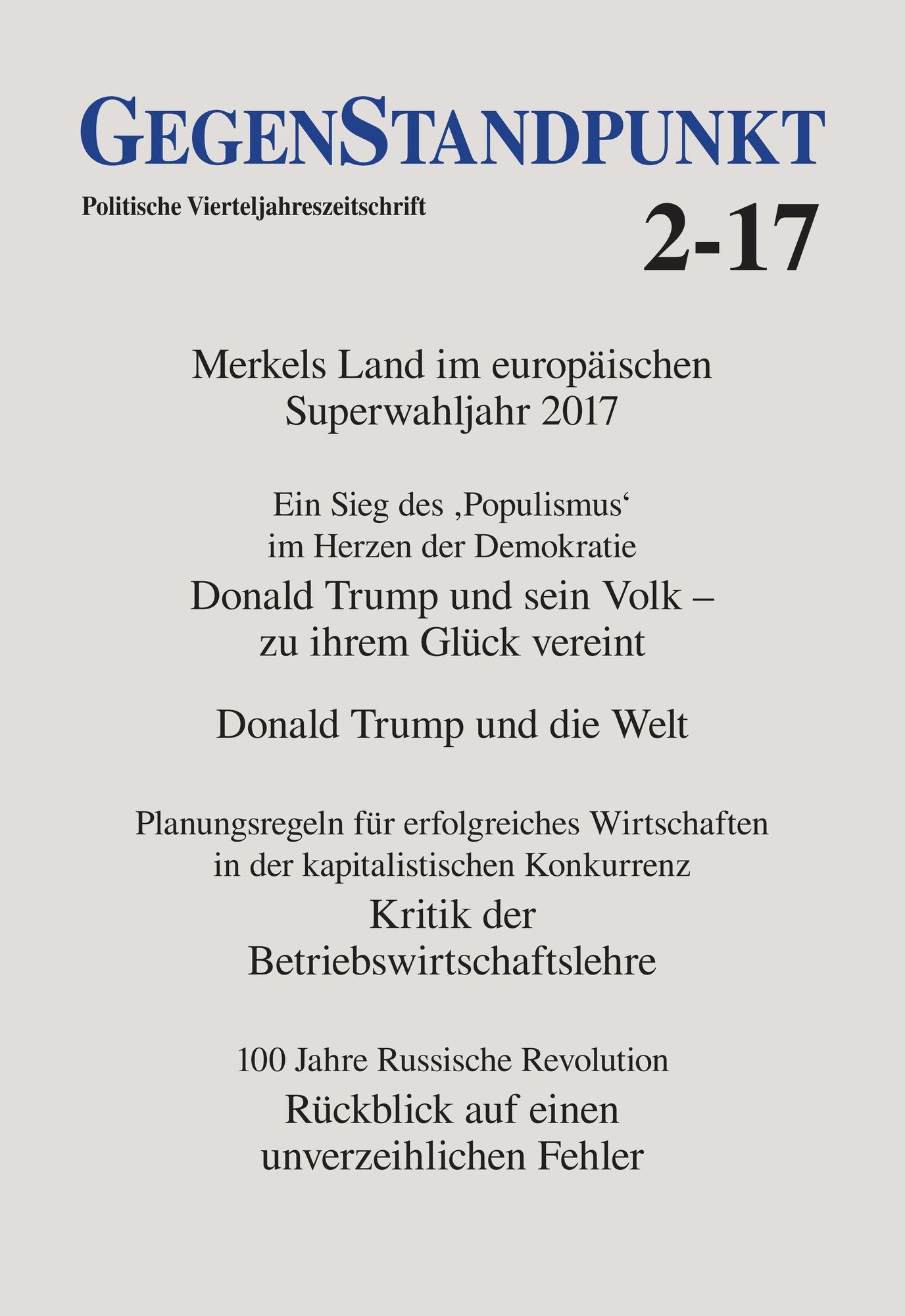GegenStandpunkt 2-17: Politische Vierteljahreszeitschrift