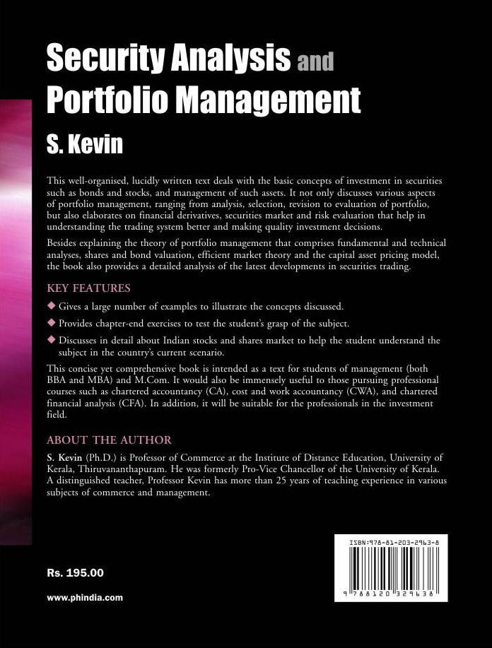 SECURITY ANALYSIS AND PORTFOLIO MANAGEMENT