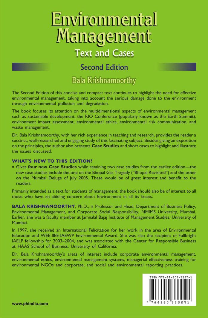 ENVIRONMENTAL MANAGEMENT: TEXT AND CASES
