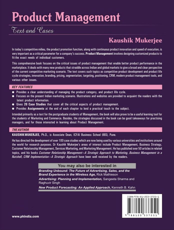 PRODUCT MANAGEMENT: TEXT AND CASES