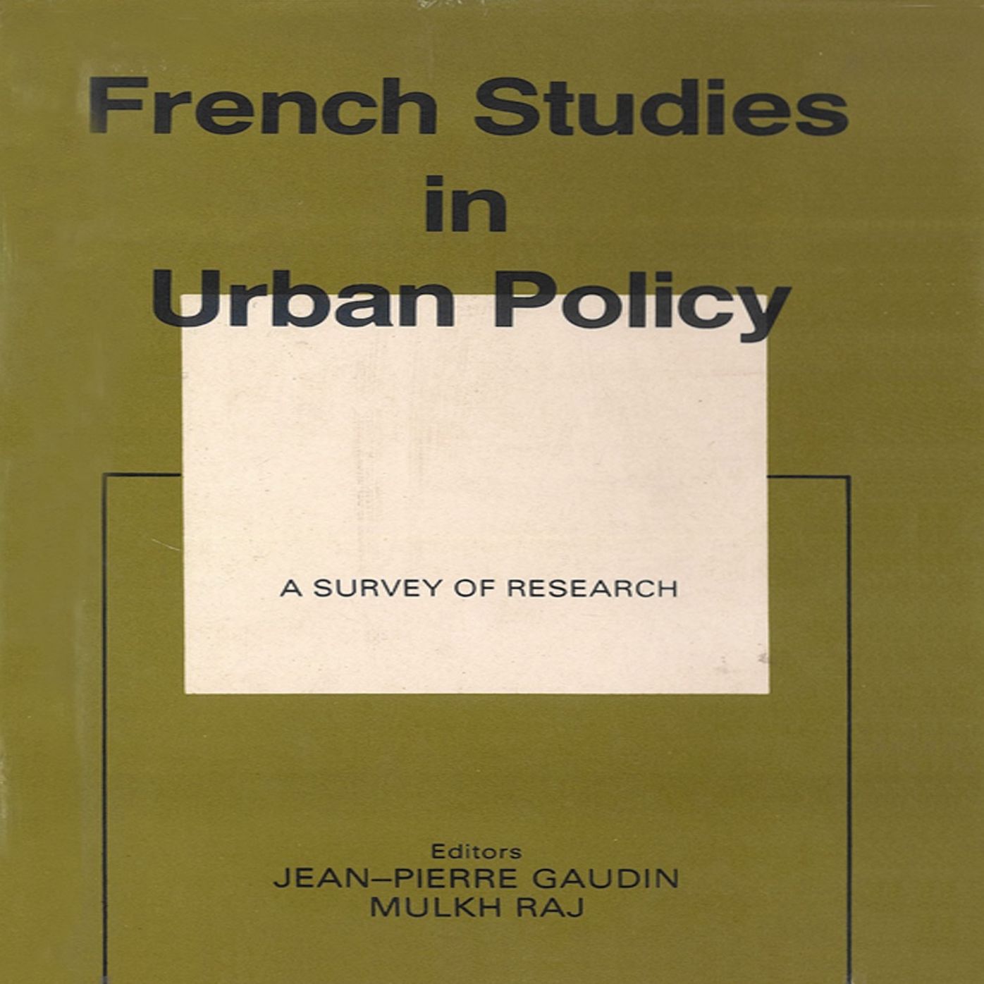 French Studies in Urban Policy