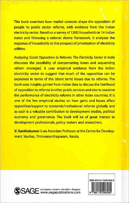 Analysing Social Opposition to Reforms: The Electricity Sector in India