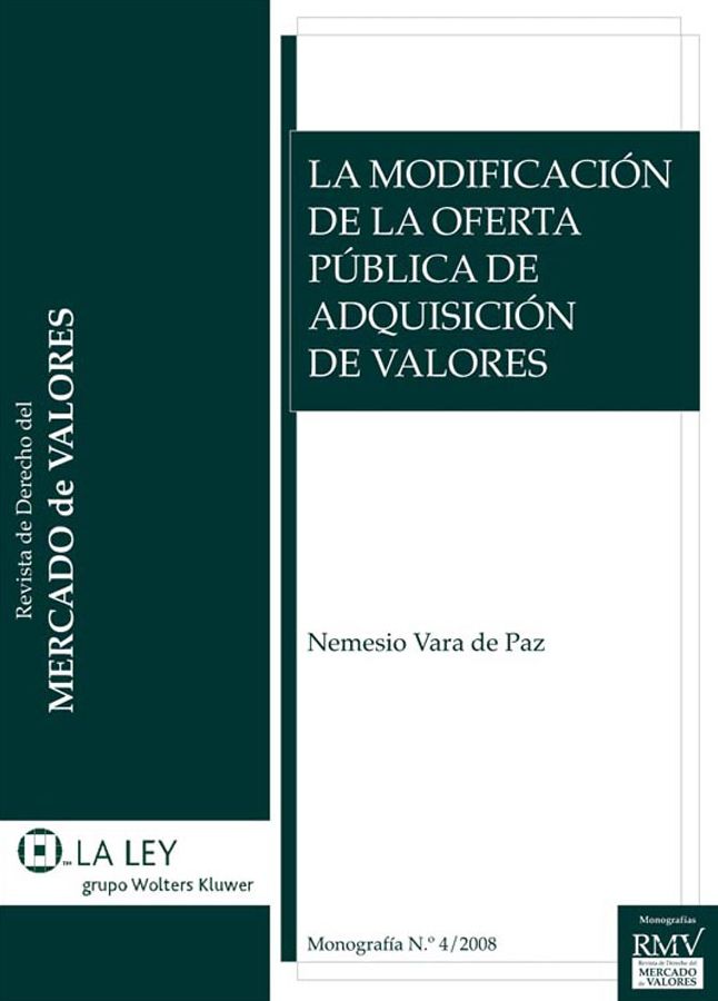 La modificación de la oferta pública de adquisición de valores
