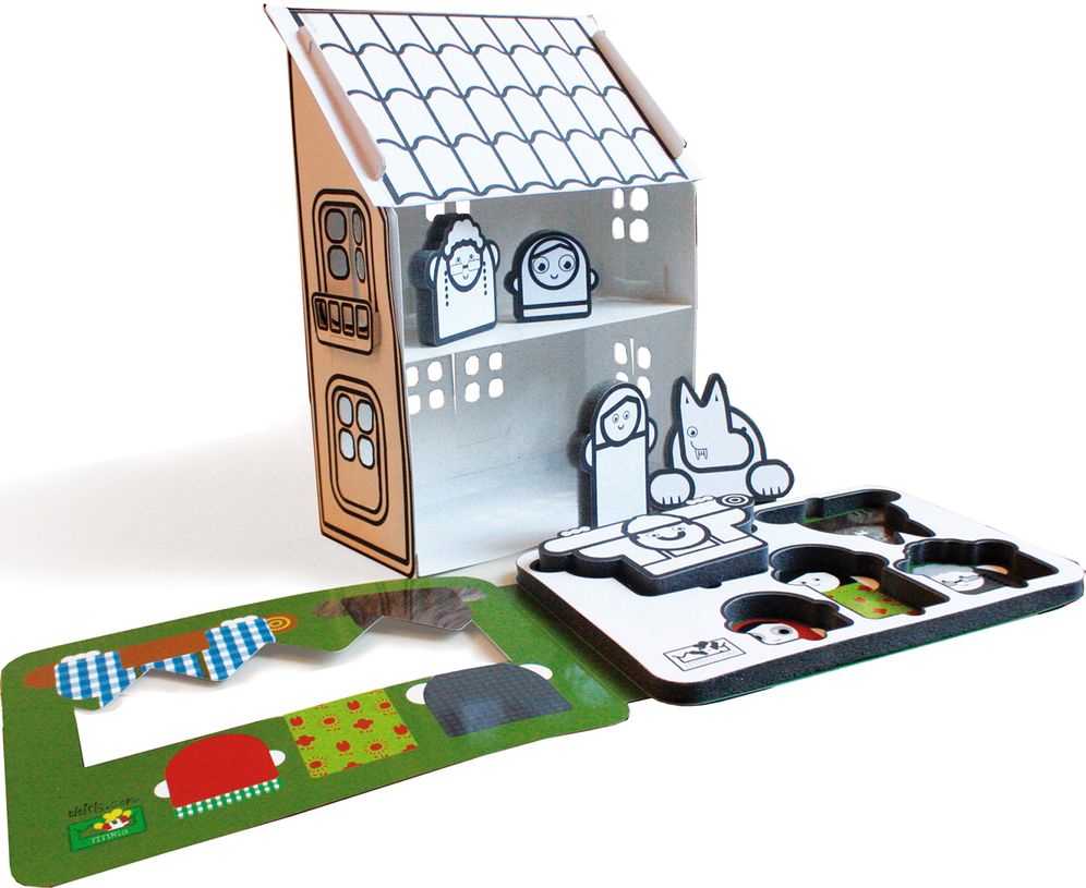 casita de carton para pintar con personajes