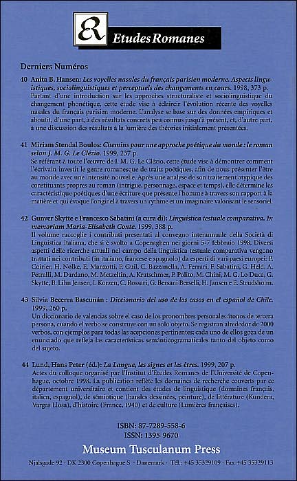 Le passif: Actes du colloque international, Institut d'Etudes Romanes, Université de Copenhague, du 5 au 7 mars 1998 (Etudes Romanes Series #45)