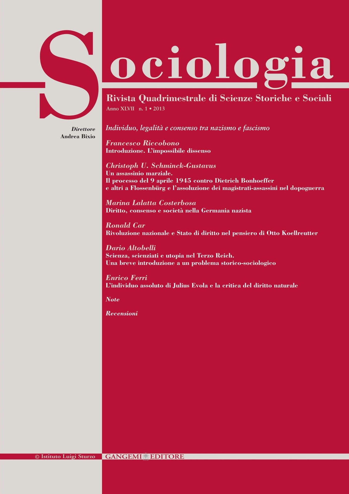 Sociologia n. 1/2013: Rivista quadrimestrale di Scienze Storiche e Sociali