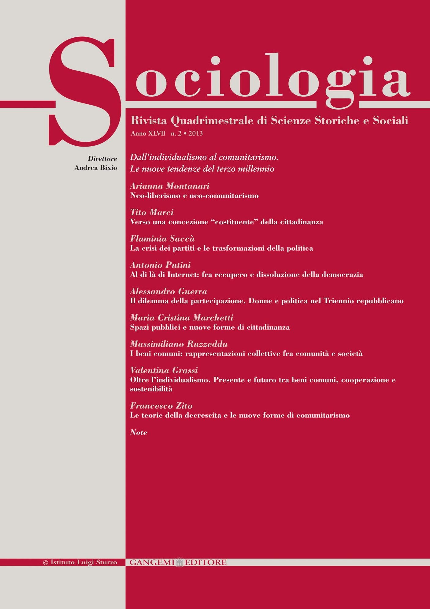 Sociologia n. 2/2013: Rivista quadrimestrale di Scienze Storiche e Sociali