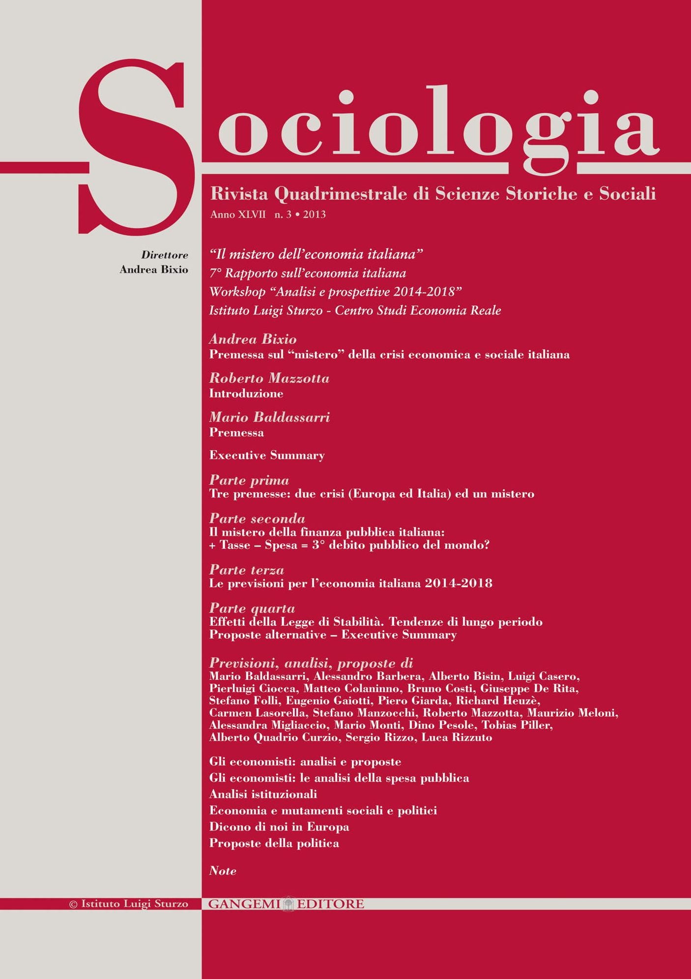 Sociologia n. 3/2013: Rivista quadrimestrale di Scienze Storiche e Sociali