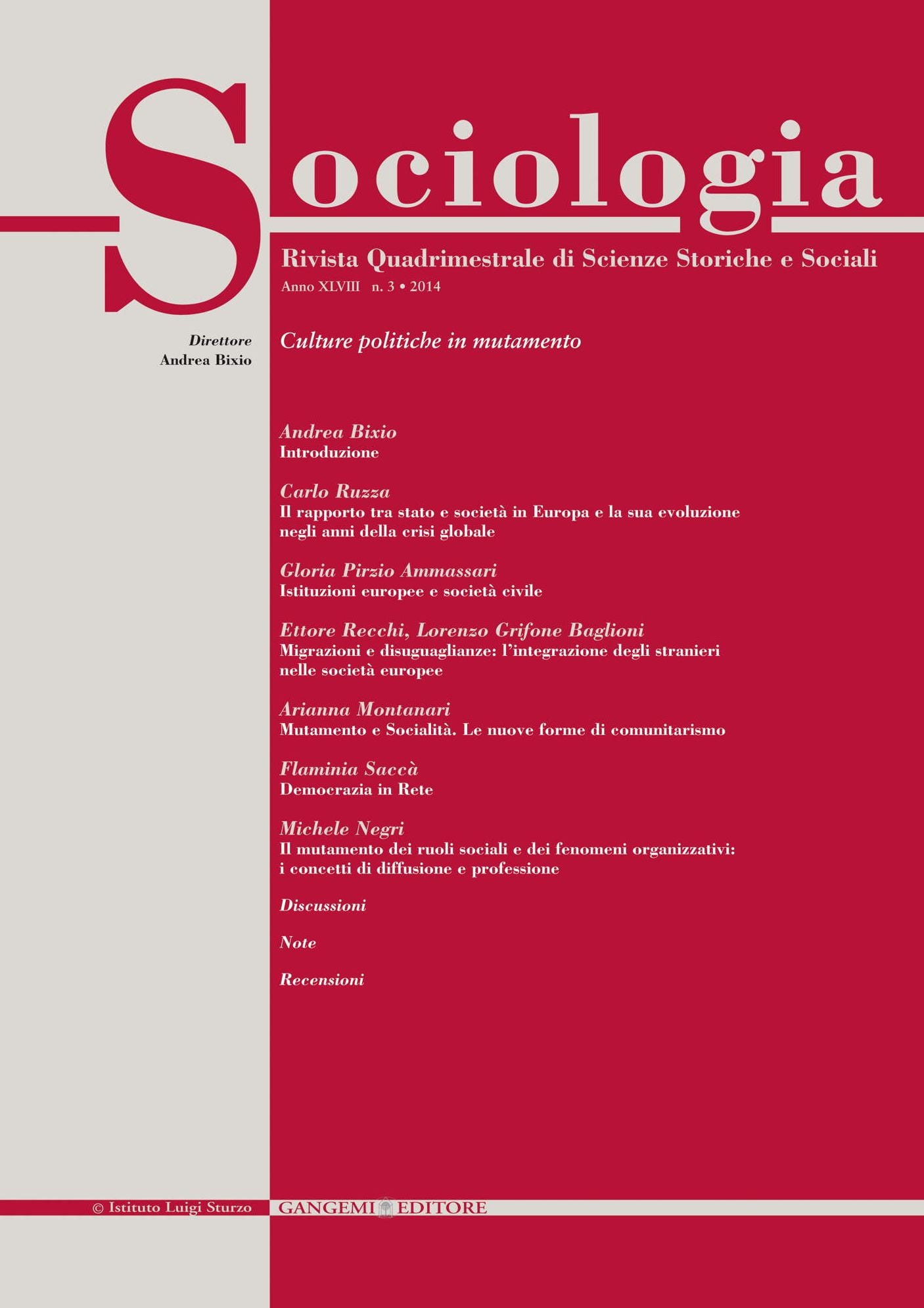 Sociologia n. 3/2014: Rivista quadrimestrale di Scienze Storiche e Sociali