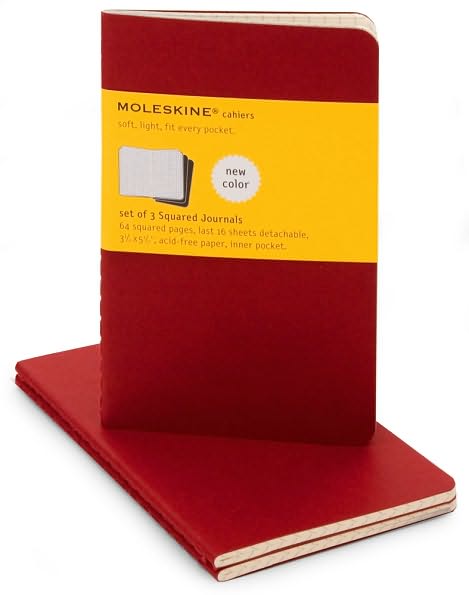 Moleskine Cahier Journal (Set of 3), Pocket, Squared, Cranberry Red, Soft Cover (3.5 x 5.5)
